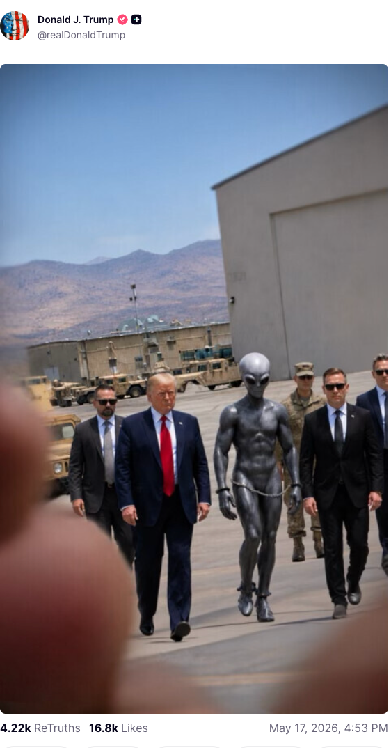 A Truth Social post shared by President Donald Trump on Sunday.
