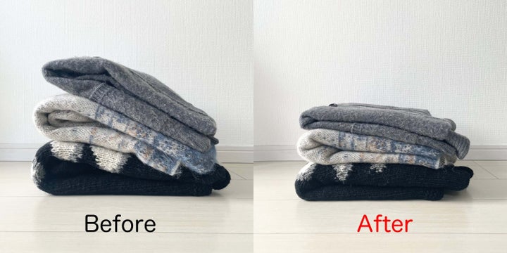 ライフハック:かさばらないセーターの畳み方