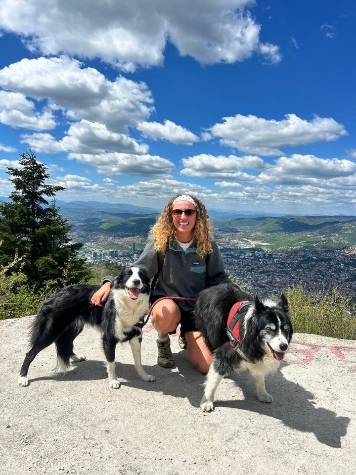 The author, Jess and Mara at the top of Trebević in Sarajevo, Bosnia and Herzegovina.