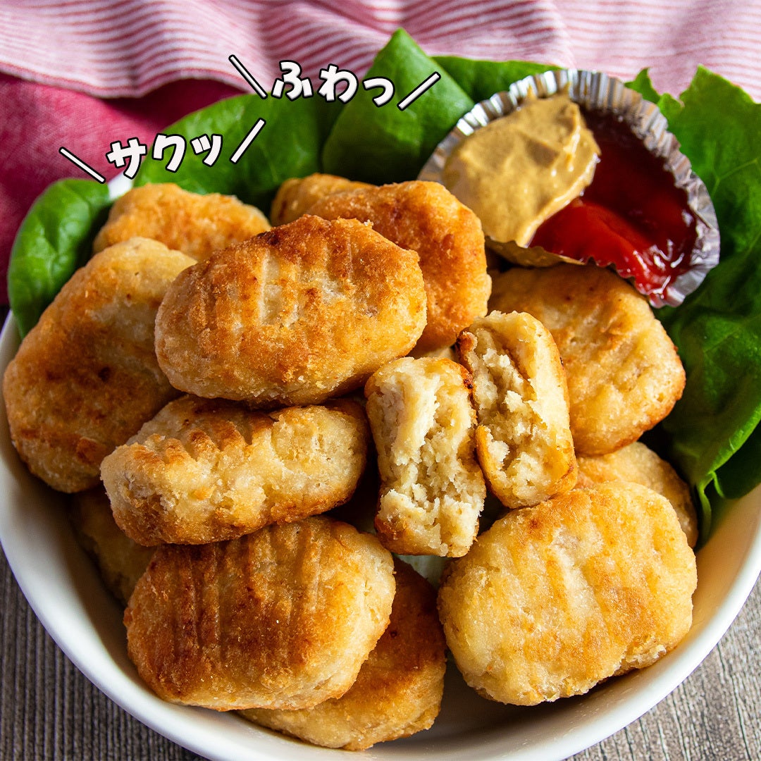 【ひき肉100gだけとは思えない】丸めて焼くだけで完成。パクパク止まらないサクふわナゲット