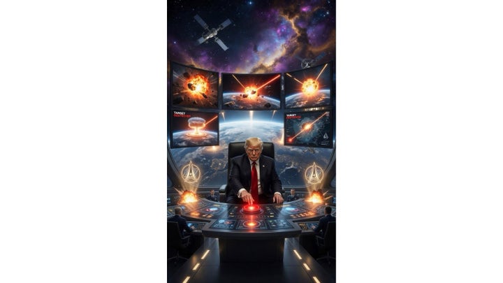 In Trump's AI-generated world, he is an all-powerful leader who can deploy weapons from space.