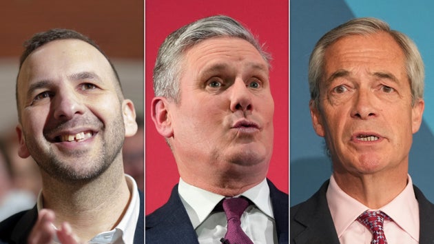 Zack Polanski, Keir Starmer and Nigel Farage