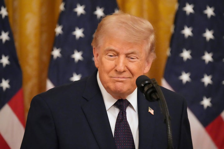President Donald Trump speaks during the swearing in of Kevin Warsh as Chairman of the Federal Reserve in the East Room of the White House, Friday, May 22, 2026, in Washington. (AP Photo/Alex Brandon)