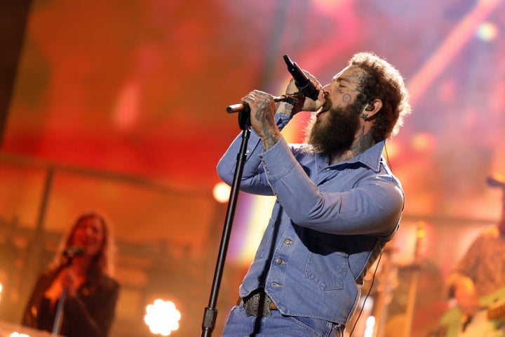 Post Malone, one of the artists to postpone their tours this year, performs at the T-Mobile Mane Stage during the 2026 Stagecoach Festival at Empire Polo Club on April 26 in Indio, California.