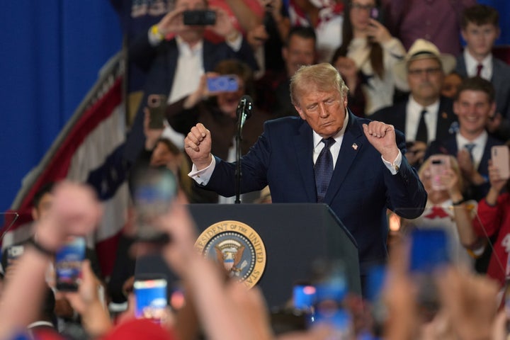 President Donald Trump dances during a Fighting For American Workers event, Friday, May 22, 2026, in Suffern, N.Y. (AP Photo/Ryan Murphy)
