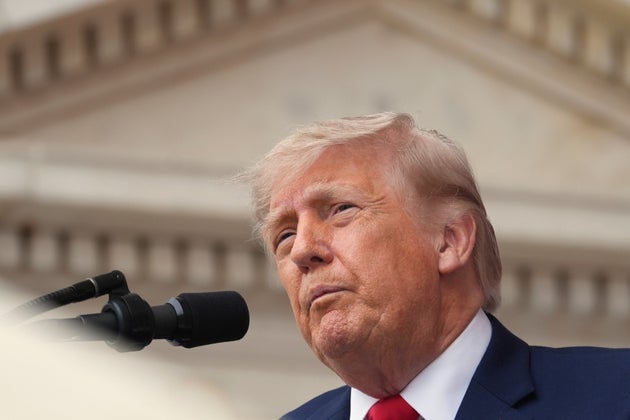 President Donald Trump speaks during the 158th National Memorial Day Observance coinciding with the nation's 250th anniversary, at the Memorial Amphitheater in Arlington National Cemetery, Monday, May 25, 2026.