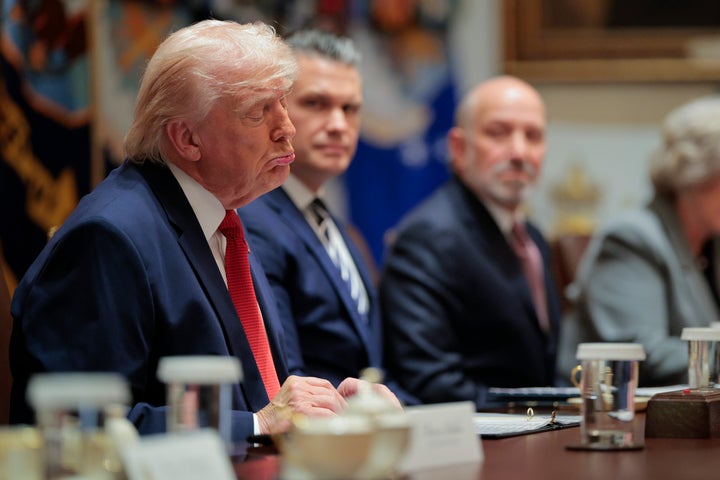 Donald Trump reacts as he speaks during a Cabinet meeting on March 26, 2026.