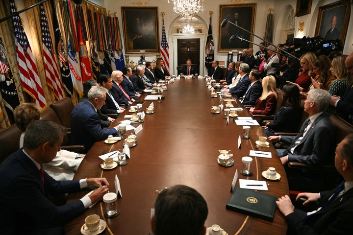 U.S. Cabinet members meet at the White House in Washington, D.C., on March 26.