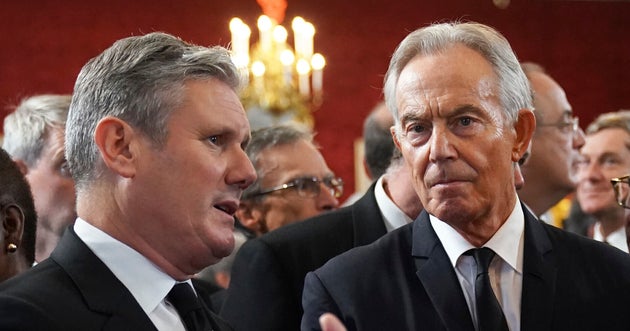 From left, Labour leader Sir Keir Starmer, former Prime Ministers Tony Blair and Gordon Brown ahead of the Accession Council ceremony at St James's Palace, London, London, Saturday, Sept. 10, 2022