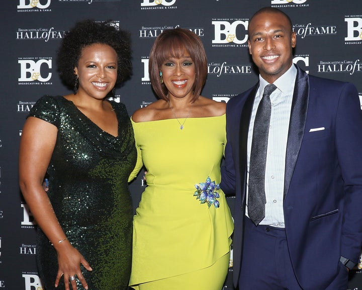 Gayle King (center) with her children Kirby Bumpus and William Bumpus Jr. in 2018.