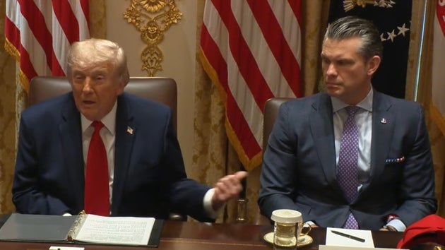 President Donald Trump and Secretary of Defense Pete Hegseth during a cabinet meeting at the White House on May 27, 2026.