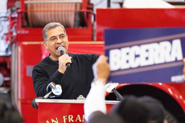  Xavier Becerra speaks at a campaign event in San Francisco on May 26.