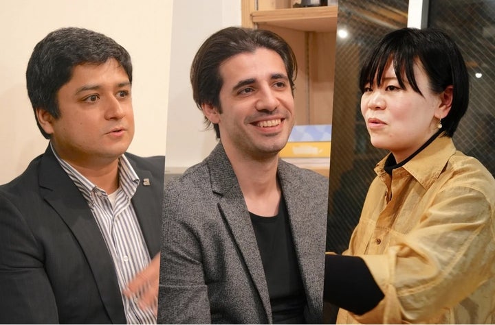 (左から)アブナ トゥヒンさん、マヘルさん、龔 軼群さん