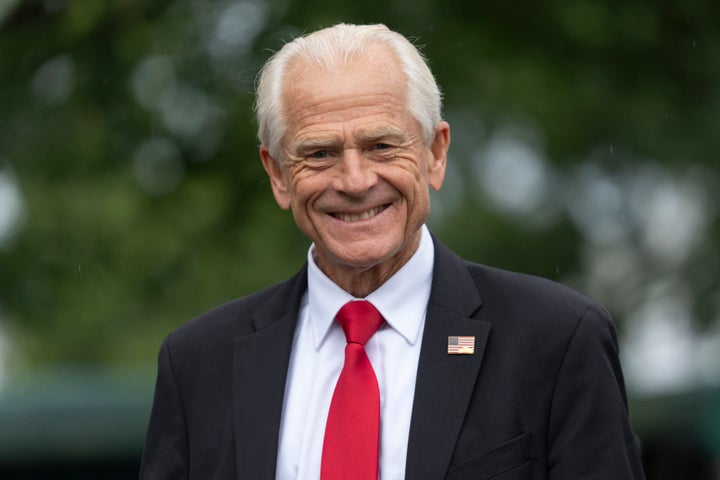 White House trade counselor Peter Navarro walks outside the White House after a television interview, Thursday, July 31, 2025, in Washington. (AP Photo/Mark Schiefelbein)