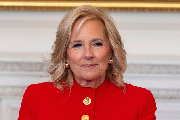 First lady Jill Biden speaks during an event at the White House in Washington, Jan. 16, 2025. 
