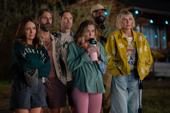 Tina Fey as Kate, Marco Calvani as Claude, Will Forte as Jack, Erika Henningsen as Ginny, Colman Domingo as Danny, and Kerri Kenney-Silver as Anne in "The Four Seasons."
