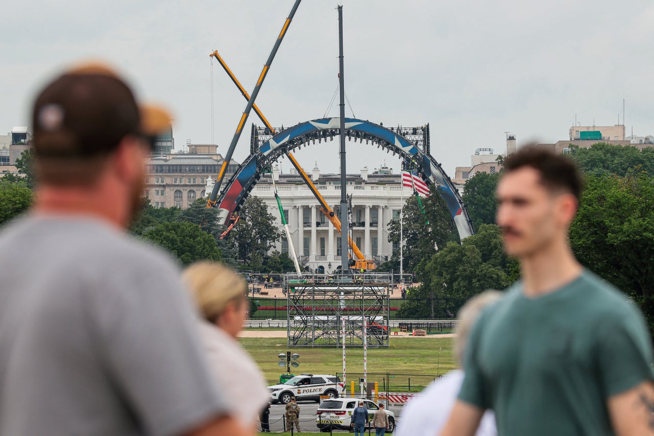 Construction is underway on a temporary arena that will host the UFC Freedom 250 fight card in June.