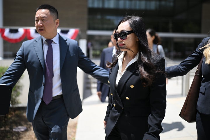 Eileen Wang, the former mayor of Arcadia, Calif., exits federal court after pleading guilty on charges of acting as an illegal agent for the Chinese government on Friday, May 29, 2026, in Los Angeles. (AP Photo/William Liang)
