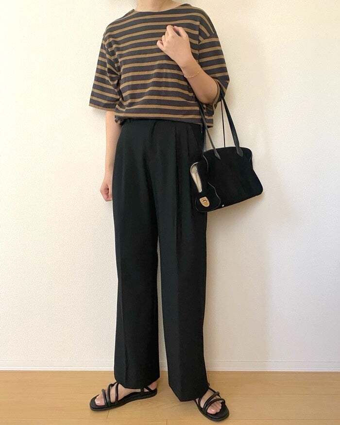GU「タックワイドパンツ」のコーディネート