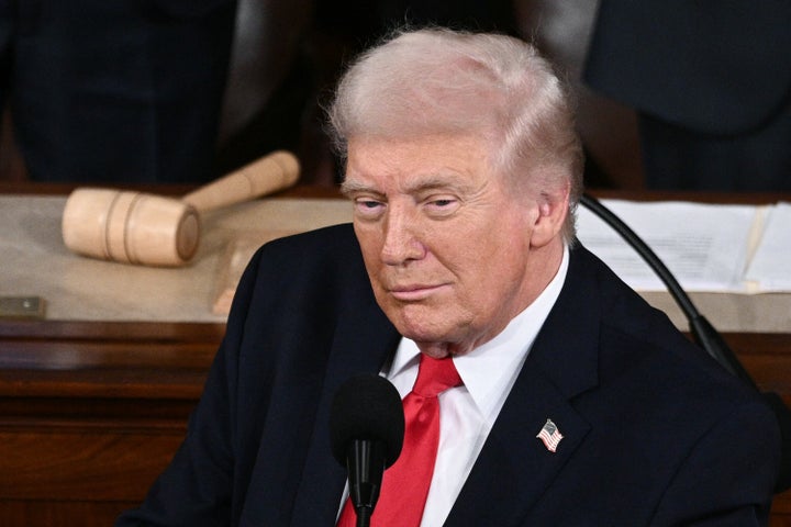 President Donald Trump, here delivering the State of the Union address in February, celebrated a New York Times report about the eye-popping amount of lawyers who have left the federal government since he was elected in late 2024.