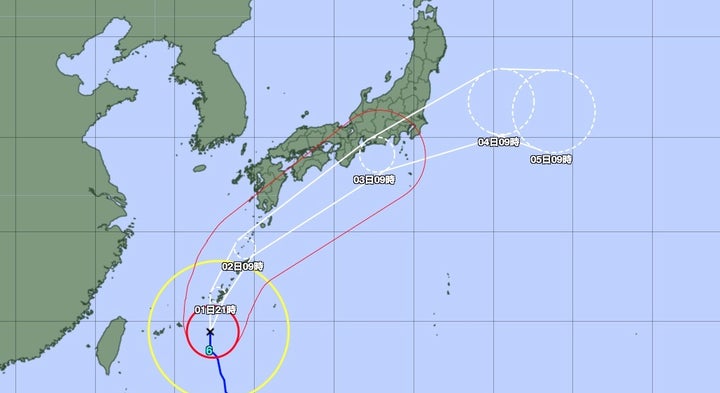 気象庁の2026年6月1日9時45分発表の台風進路予想図