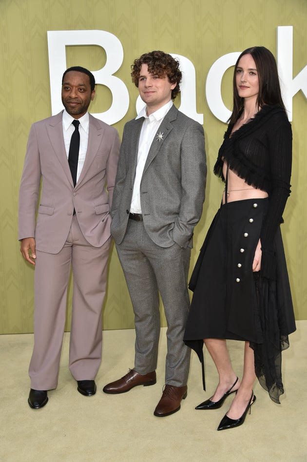 Director Kane Parsons with Backrooms actors Chiwetel Ejiofor and Renate Reinsve