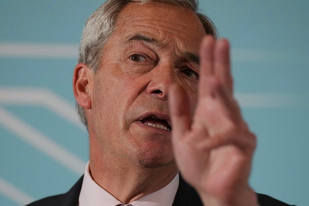 Britain's Reform UK leader Nigel Farage speaks during a news conference in London, England, Monday, Oct. 27, 2025. (AP Photo/Kin Cheung)
