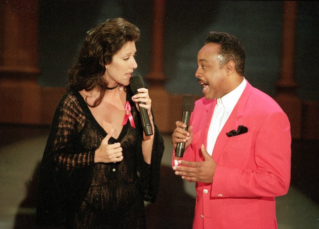Céline Dion and Peabo Bryson performing together at the Grammys