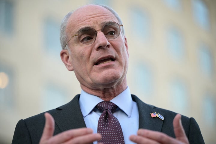 Israel's Ambassador to the U.S. Yechiel Leiter speaks to reporters after a meeting between Israeli and Lebanese delegations in Washington, D.C., on Wednesday. Israel and Lebanon agreed to implement a ceasefire but said it would require a "complete cessation" of fire by Iran-backed Hezbollah, according to a joint statement after U.S.-led talks in Washington.