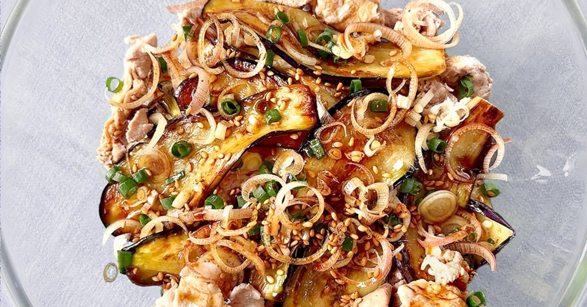 【なす、この味付けで和えるだけ】なす1袋が一瞬で消えた。もう週5で作ってる。焼きなす豚しゃぶ