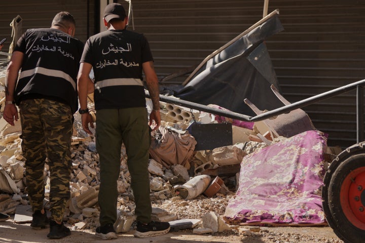 Lebanese intelligence officers inspect an unexploded missile at a building hit by an Israeli airstrike Beirut's southern suburb of Dahiyeh, on June 7, 2026.