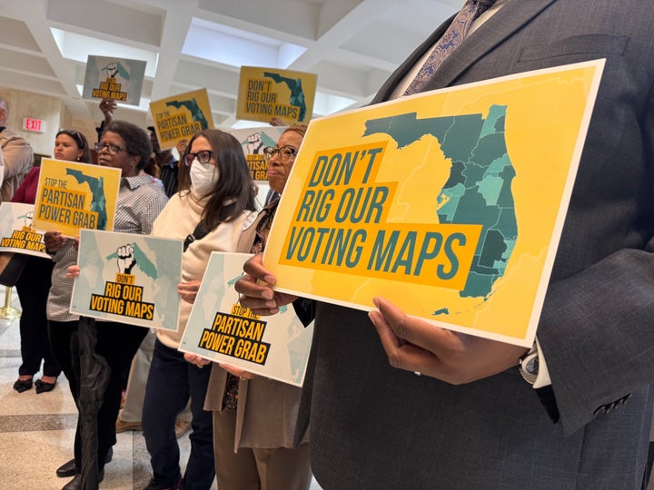 Opponents of mid-decade efforts have protested against the GOP's effort to redraw congressional voting districts.