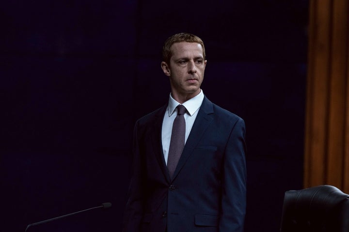 Jeremy Strong as Mark Zuckerberg in The Social Reckoning