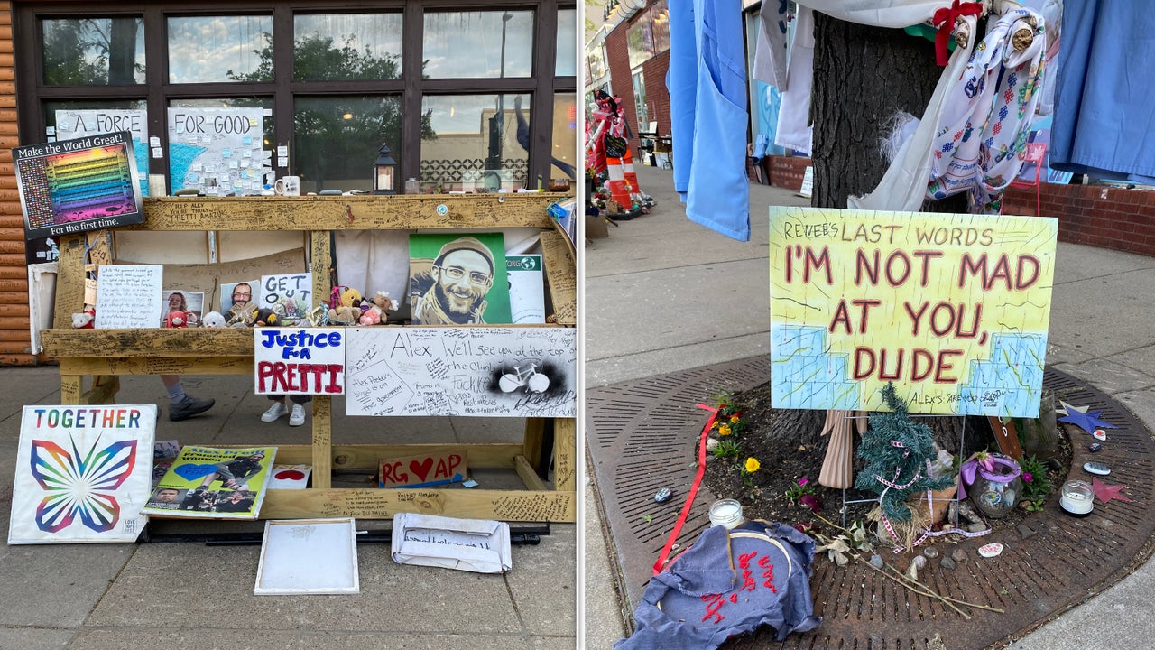 The Minneapolis street where Alex Pretti was fatally shot by federal agents is now a living memorial, dedicated to him and Renée Good.