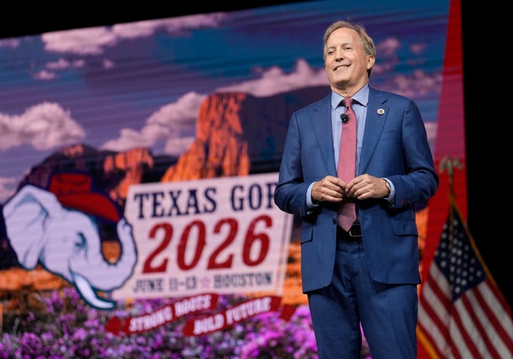  Texas Attorney General Ken Paxton speaks during the Texas GOP convention in the George R. Brown Convention Center in Houston Friday, June 12, 2026. (Melissa Phillip/Houston Chronicle via Getty Images)