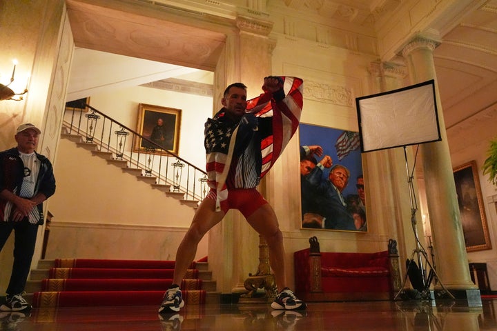 Mauricio Ruffy waits in the White House before his fight with Michael Chandler (not pictured) in a lightweight bout of UFC Freedom 250 fights taking place on the South Lawn of the White House on Sunday.