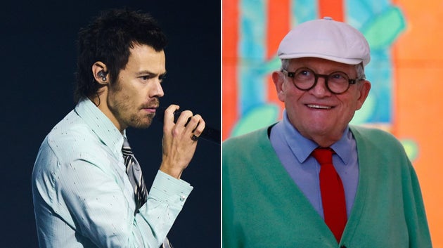 Harry Styles pays tribute to David Hockney at first Wembley show in 12-night run