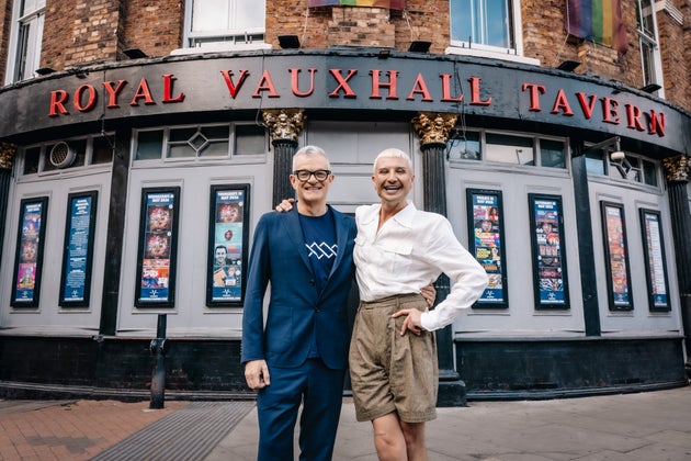 Jonathan Harvey and Danny Beard outside the iconic Royal Vauxhall Tavern