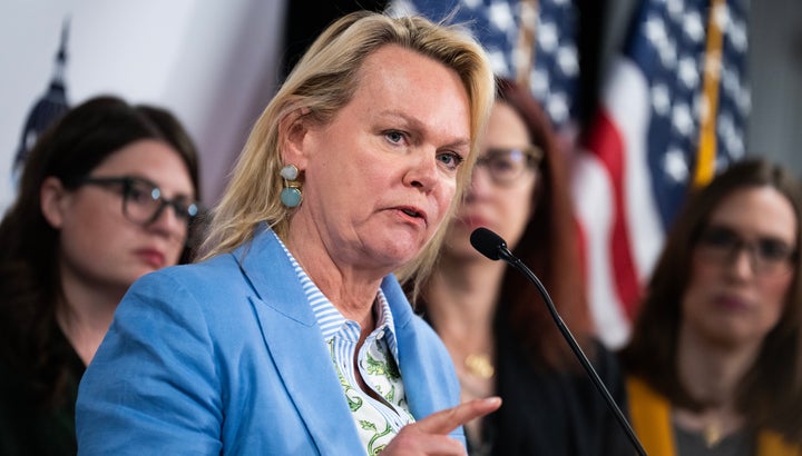 Rep. April McClain Delaney (D-Md.) conducts a news conference with freshmen women during the House Democrats Issues Conference at the Lansdowne Resort in Leesburg, Virginia, on March 13, 2025.