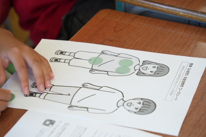 ワークショップでは、「他の人にさわられたくない」と思う部分にシールを貼って学んだ