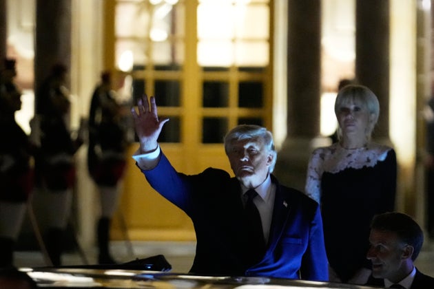 US President Donald Trump departs after the dinner at the Palace of Versailles, early Thursday, June 18, 2026, in Versailles, France. 