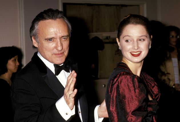 Dennis Hopper and Katherine LaNasa in 1989