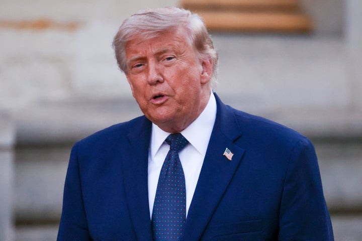 VERSAILLES, FRANCE - JUNE 17: U.S. President Donald Trump arrives at Chateau de Versailles as French President Emmanuel Macron hosts a dinner at Chateau de Versailles on June 17, 2026 in Versailles, France. The dinner followed the conclusion of this week's Group of 7 (G7) summit in Evian, France. (Photo by Marc Piasecki/Getty Images)