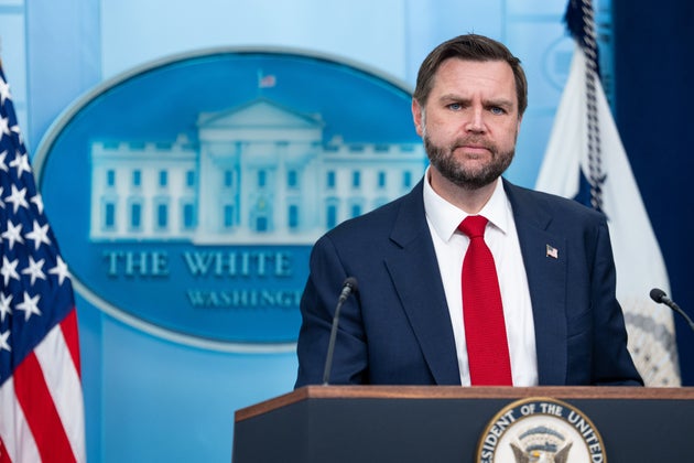 Vice President JD Vance is seen during a news conference Thursday, announcing the start of the 60-day period for U.S.-Iran talks.