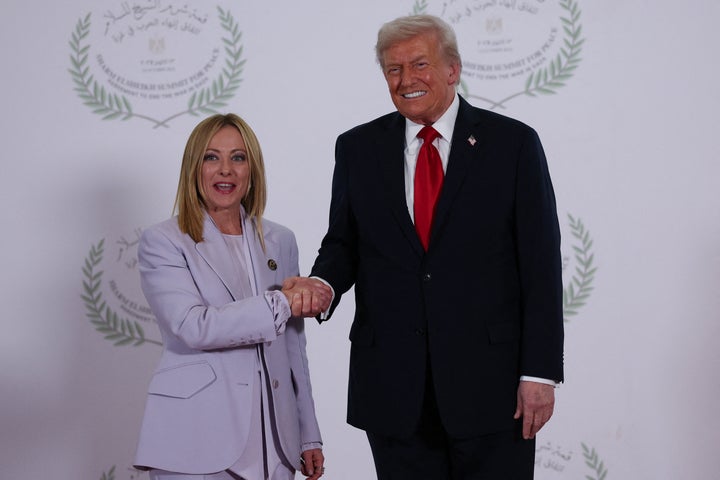 President Donald Trump is seen posing for a photo with Italian Prime Minister Giorgia Meloni in October.