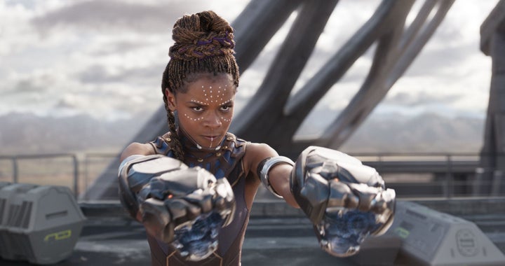 Letitia Wright in the first Black Panther film in 2018