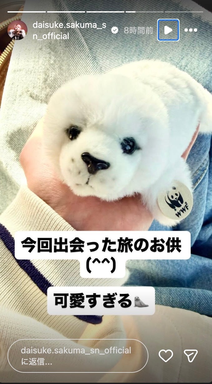 画像】Snow Man佐久間大介、可愛すぎる“旅のお供ぬい”が話題⇨WWF公式