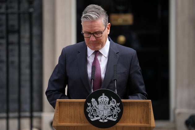 Britain's Prime Minister Keir Starmer speaks to the media outside 10 Downing Street to announce his resignation in London, Monday, June 22, 2026.