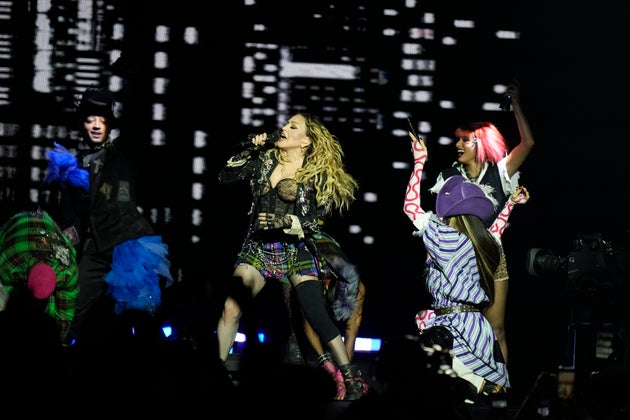 Madonna on stage in 2024
