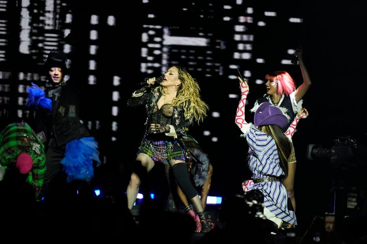 Madonna on stage in 2024